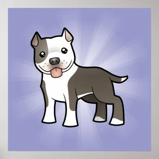 Dibujo animado Pitbull/Staffordshire Terrier ameri Poster de Zazzle.