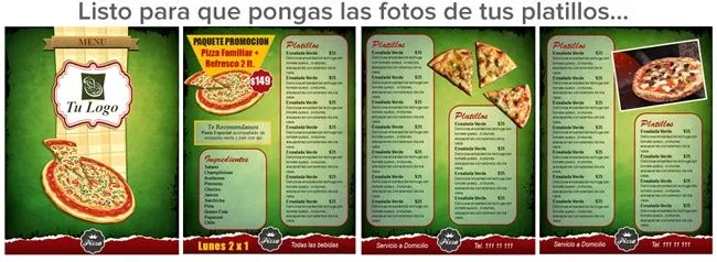 Plantilla para Menú de Pizzería Moderna | Menus de Restaurantes ...