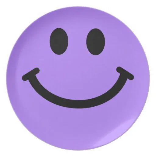 Placa frontal sonriente púrpura grande plato | Zazzle
