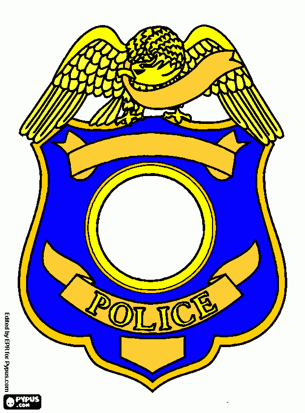 placa policia para colorear, placa policia para imprimir