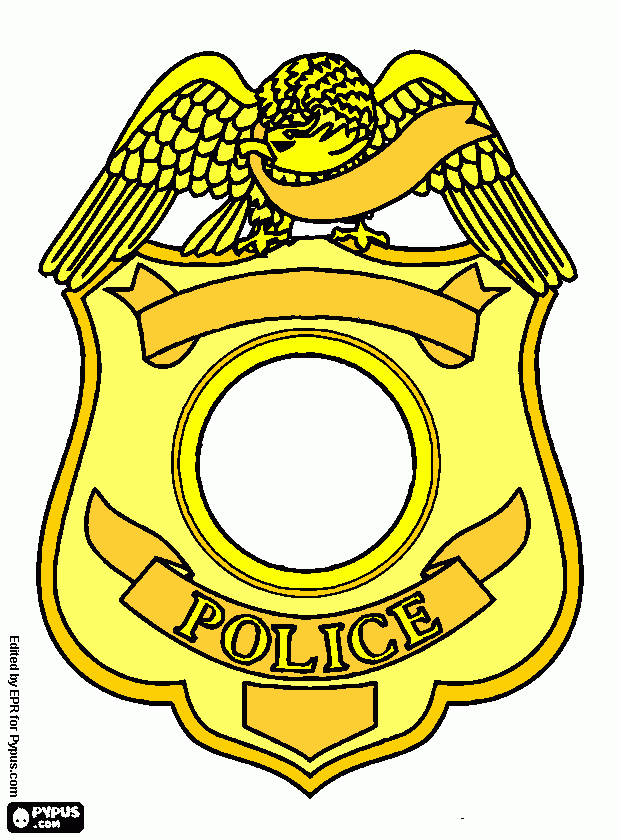 placa policial para colorear, placa policial para imprimir