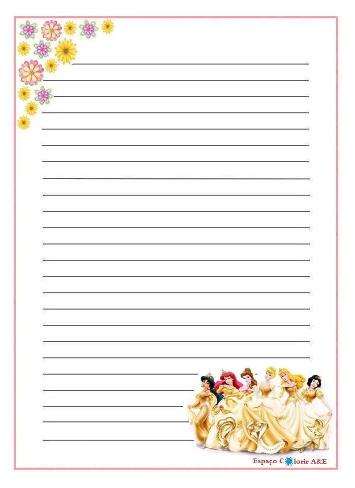 Planeta Atividades: Papel de carta das princesas Disney para imprimir!