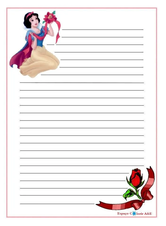 Planeta Atividades: Papel de carta das princesas Disney para imprimir!