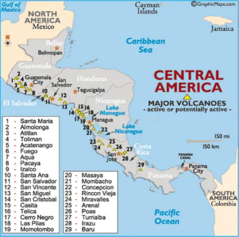 El Planeta Azul: Volcanes de América Central.Mapas