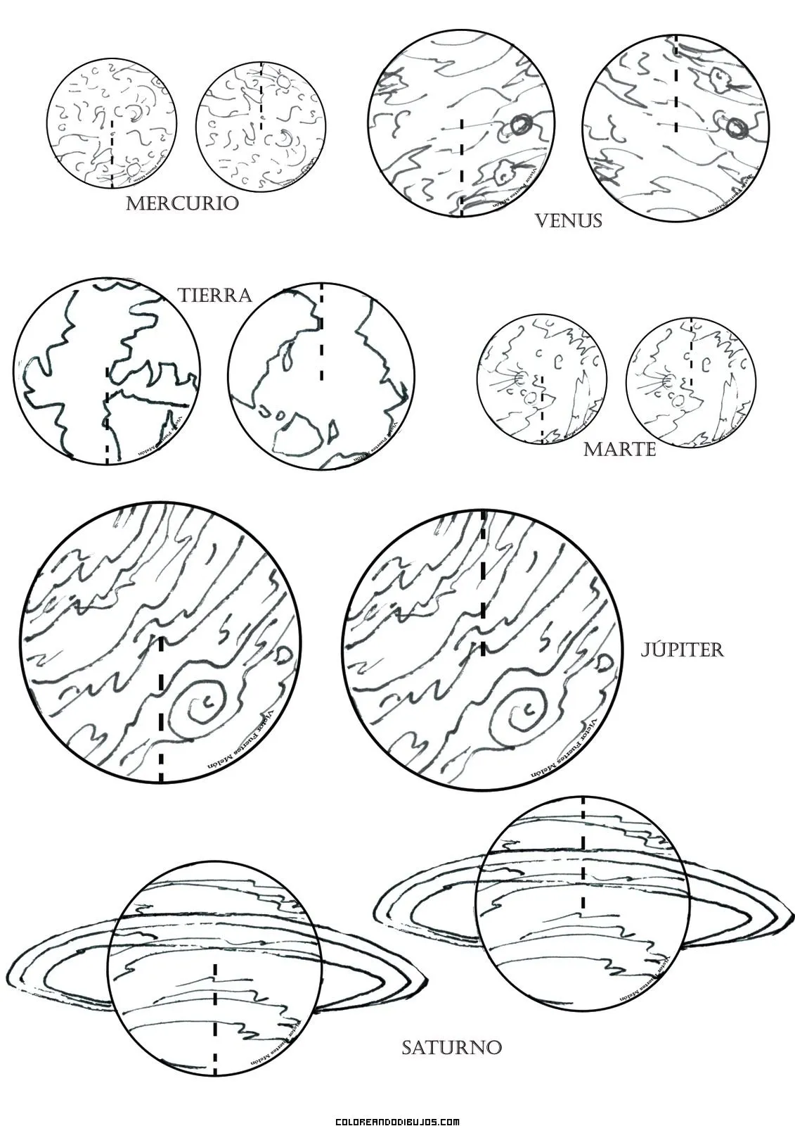 Planetas para colorear