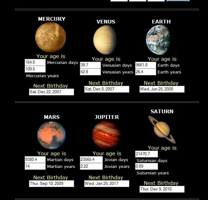 Tu edad en distintos planetas de sistema solar | COMPU-TKT ...