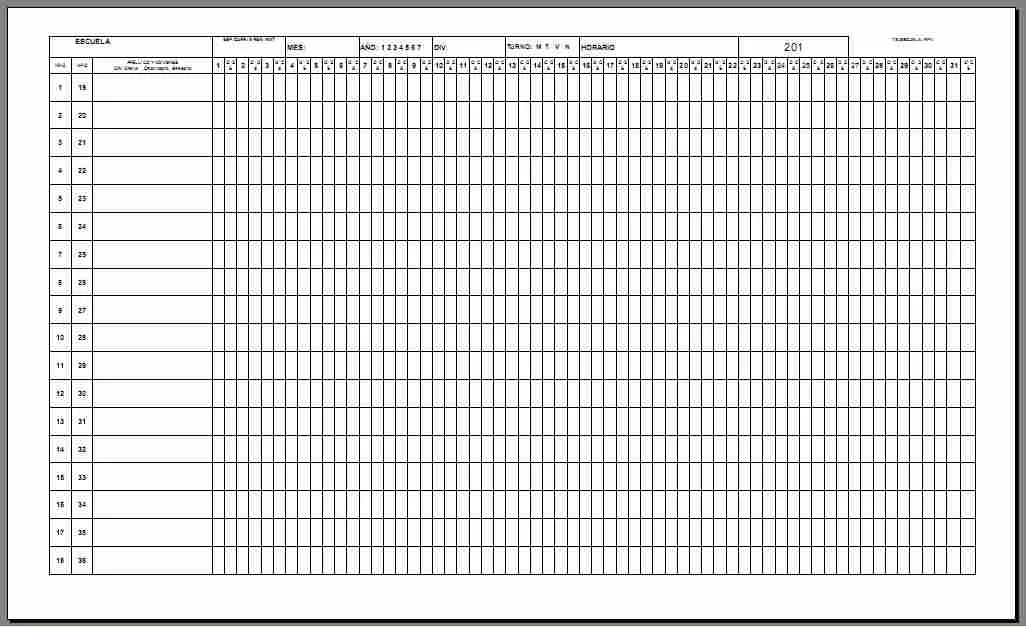 Planilla de asistencia y calificación (PERPETUA), todo en una hoja ...