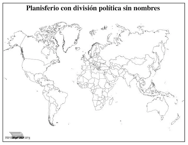 Planisferio con division politica sin nombres para imprimir - Imagui