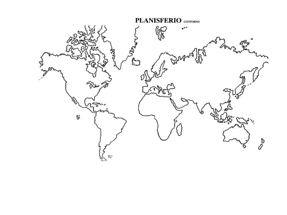 Planisferios con nombres, sin nombres y contorno - Descarga e imprime