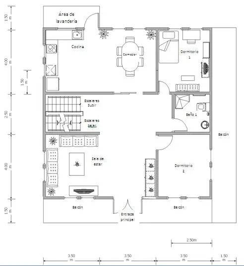 Plano de casa con azotea y área de lavandería | A mi manera