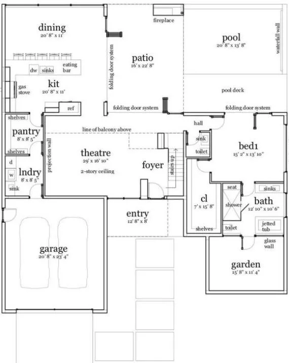 plano de casa moderna con piscina » Planos de Casas Gratis