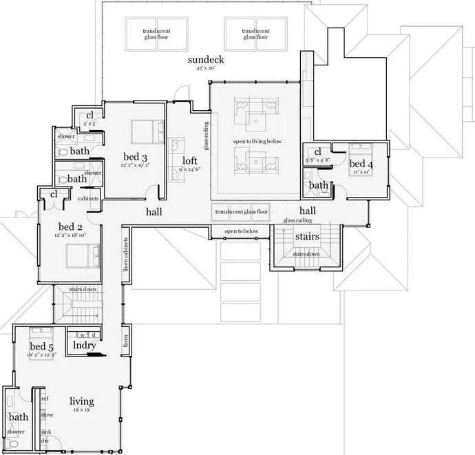 Plano de casa moderna con terminaciones piedra y piscina | Planos ...