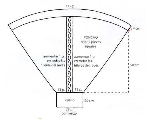 Plano del poncho para tejer Foto 1 | Ponchos | Pinterest