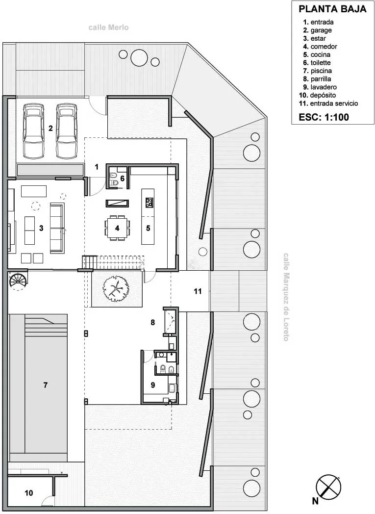 PLANO DE VIVIENDA UNIFAMILIAR EN ESQUINA DE 220 M2 EN UN TERRENO ...