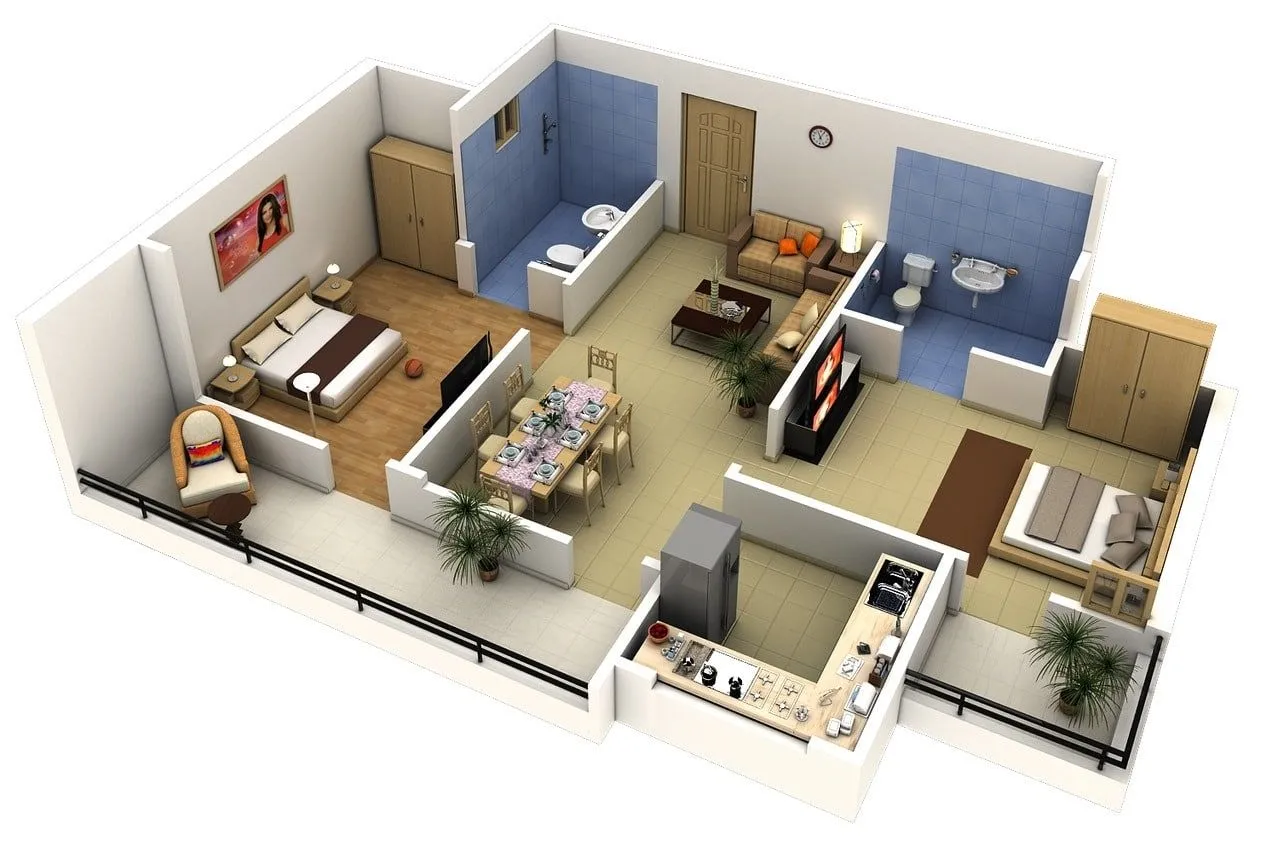 Planos de apartamentos en 3D, diseños modernos | Construye Hogar