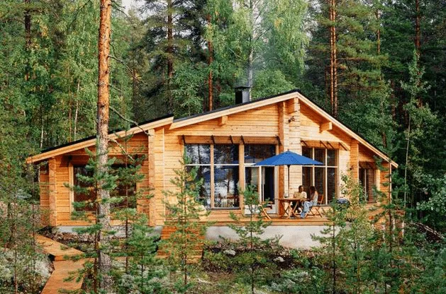 Planos Casas de Madera Prefabricadas: Cabaña de Madera Para Bosque