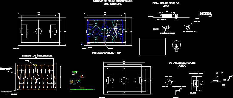 Planos de Proyecto cancha de futbol en DWG AUTOCAD, Canchas ...