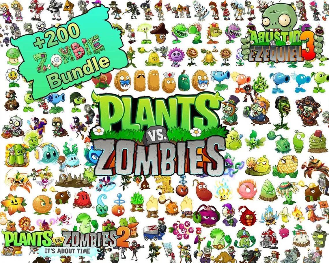 Plant and Zombie Clipart Plants vs Zombies png Plants Vs - Etsy México