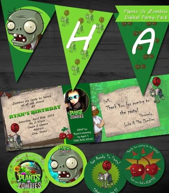 Plantas Vs Zombies mini Digital Party Pack por NAPAEventPlanning