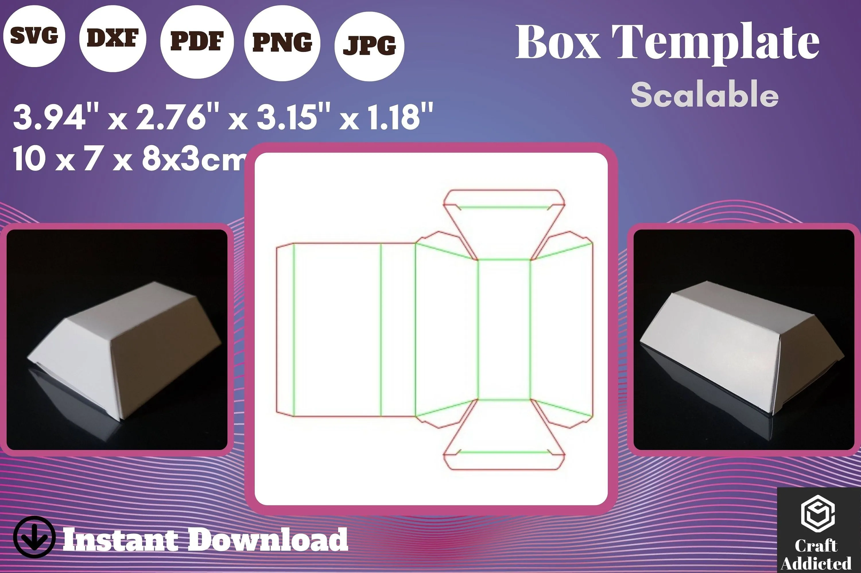 Plantilla de caja en forma de trapecio SVG, DXF, PDF, jpg, png - Etsy España