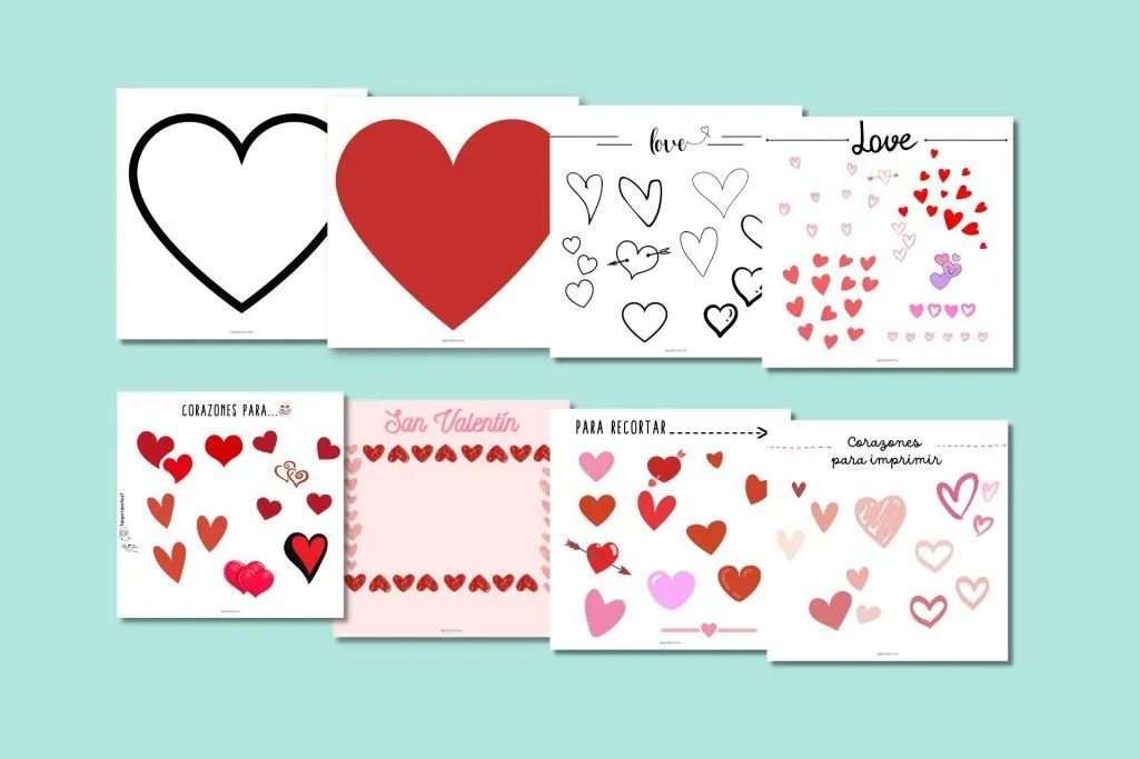 Plantilla corazones para imprimir y colorear ❤️ PDF Gratuito