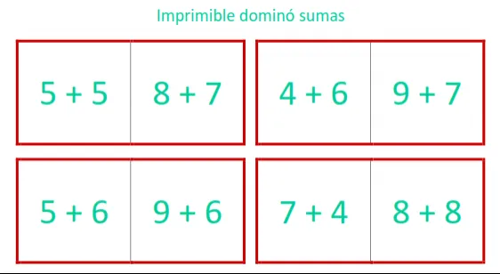 Plantilla para hacer un dominó - Aprendiendo matemáticas