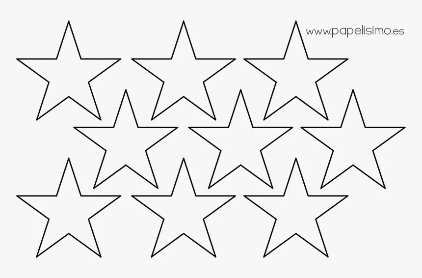 Plantilla Estrellas Cinco Puntas Five Pointed Starsl - Line Art, HD Png  Download , Transparent Png Image - PNGitem