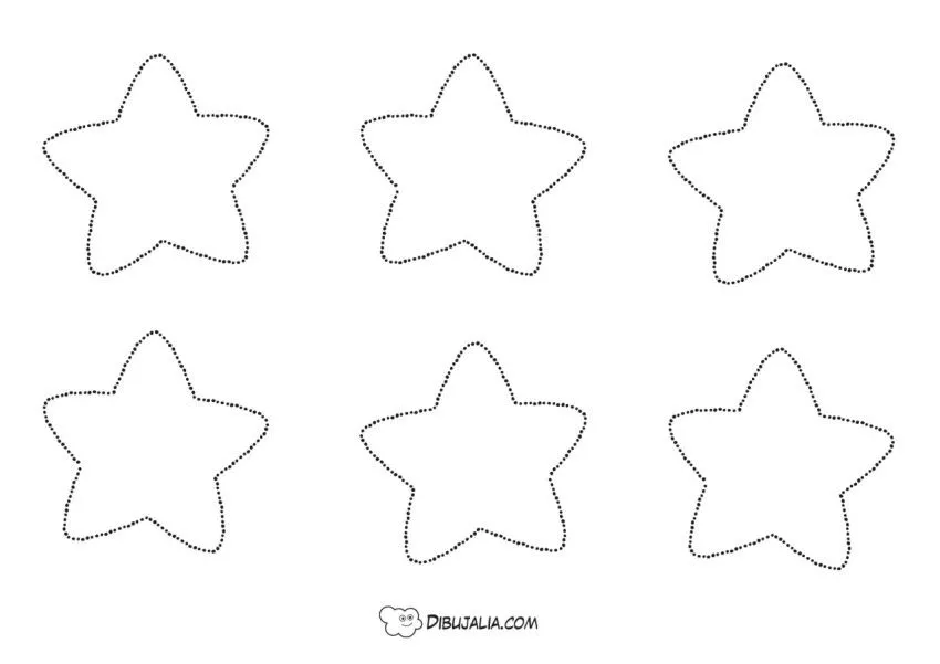 Plantilla de estrellas para repasar - Dibujo #1221 - Dibujalia - Dibujos  para Colorear y Recursos Educativos