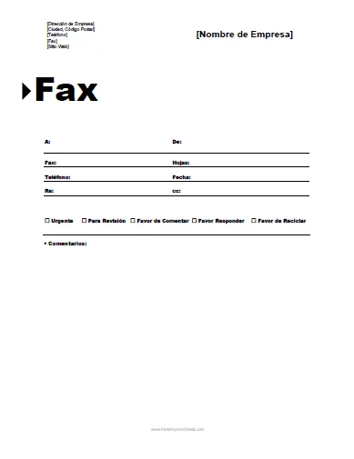 Plantilla de Fax - Para Imprimir Gratis - ParaImprimirGratis.