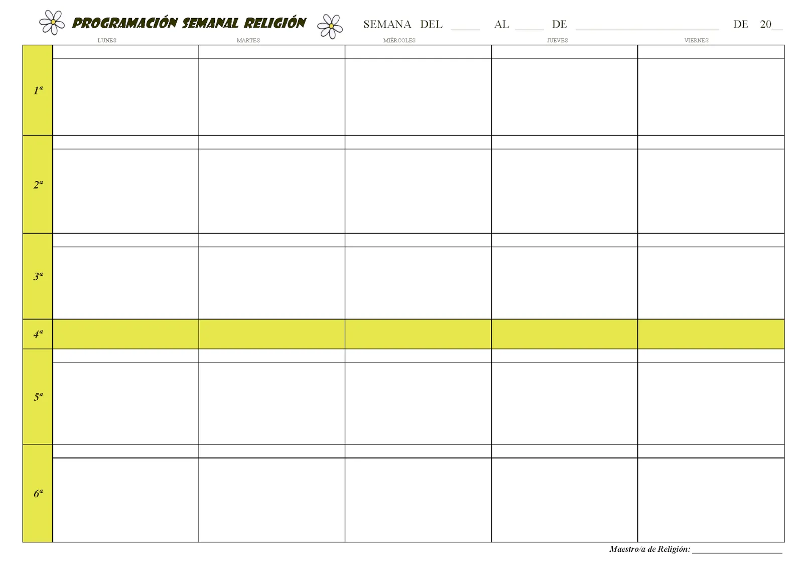 Plantilla horario semanal - Imagui