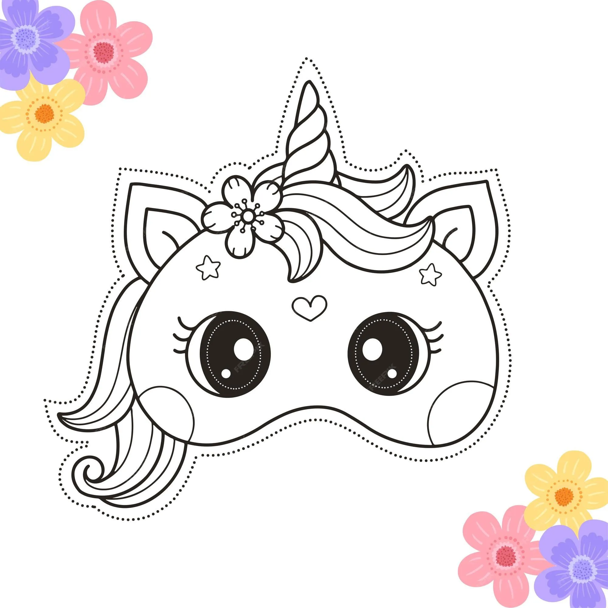 Plantilla imprimible de página para colorear de máscaras de manualidades de  unicornio diy para niños | Vector Premium