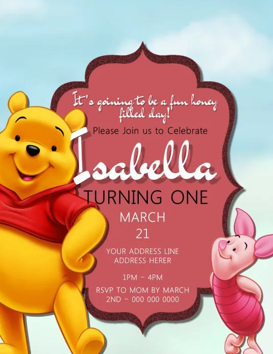 Plantilla de Invitación de Winnie the Pooh | PosterMyWall