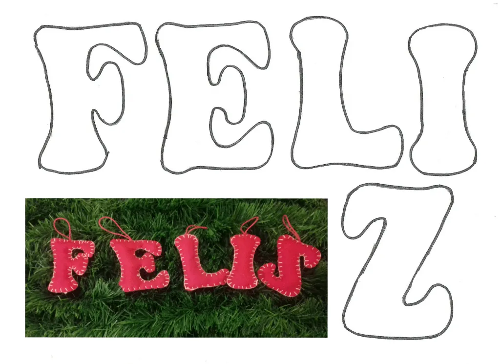 Plantilla letras FELIZ de fieltro en 8sorbos de inspiración | Letras feliz  navidad, Adornos navideños, Feliz navidad