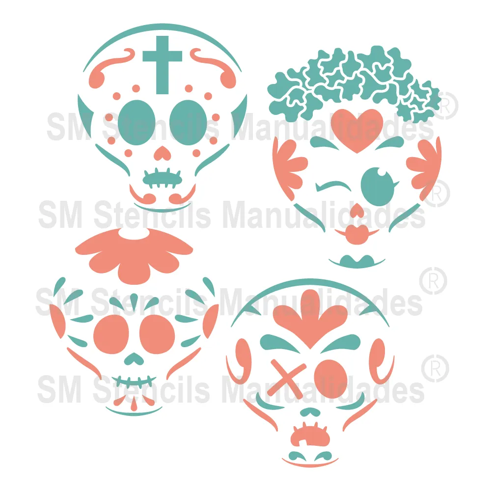 Plantilla Para Manualidades -Stencil Calaveras Divertidas – SD Stencils  Decorativos