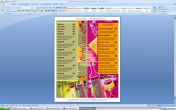 Plantilla para Menú | Carta de Vinos y Bebidas | Menus de ...