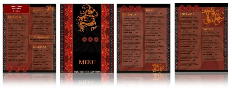 Plantilla para Menu de Comida China | Menus de Restaurantes ...