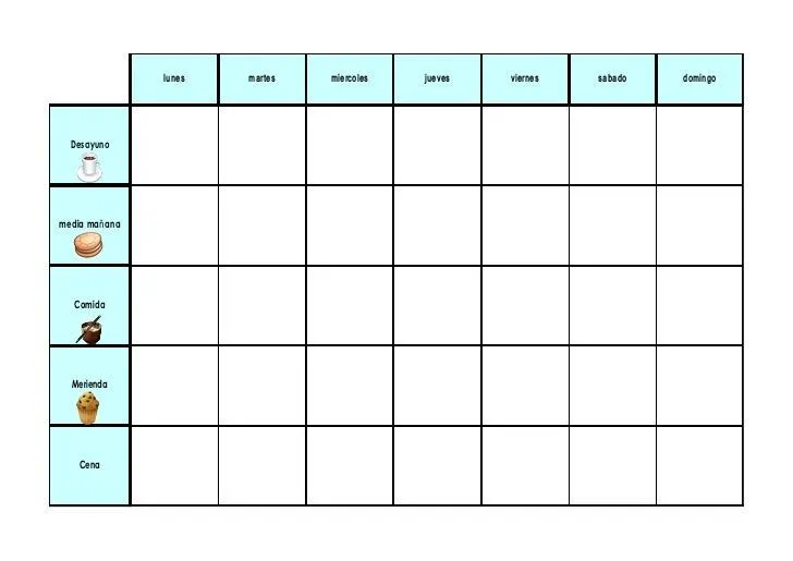 Plantilla menu semanal pdf