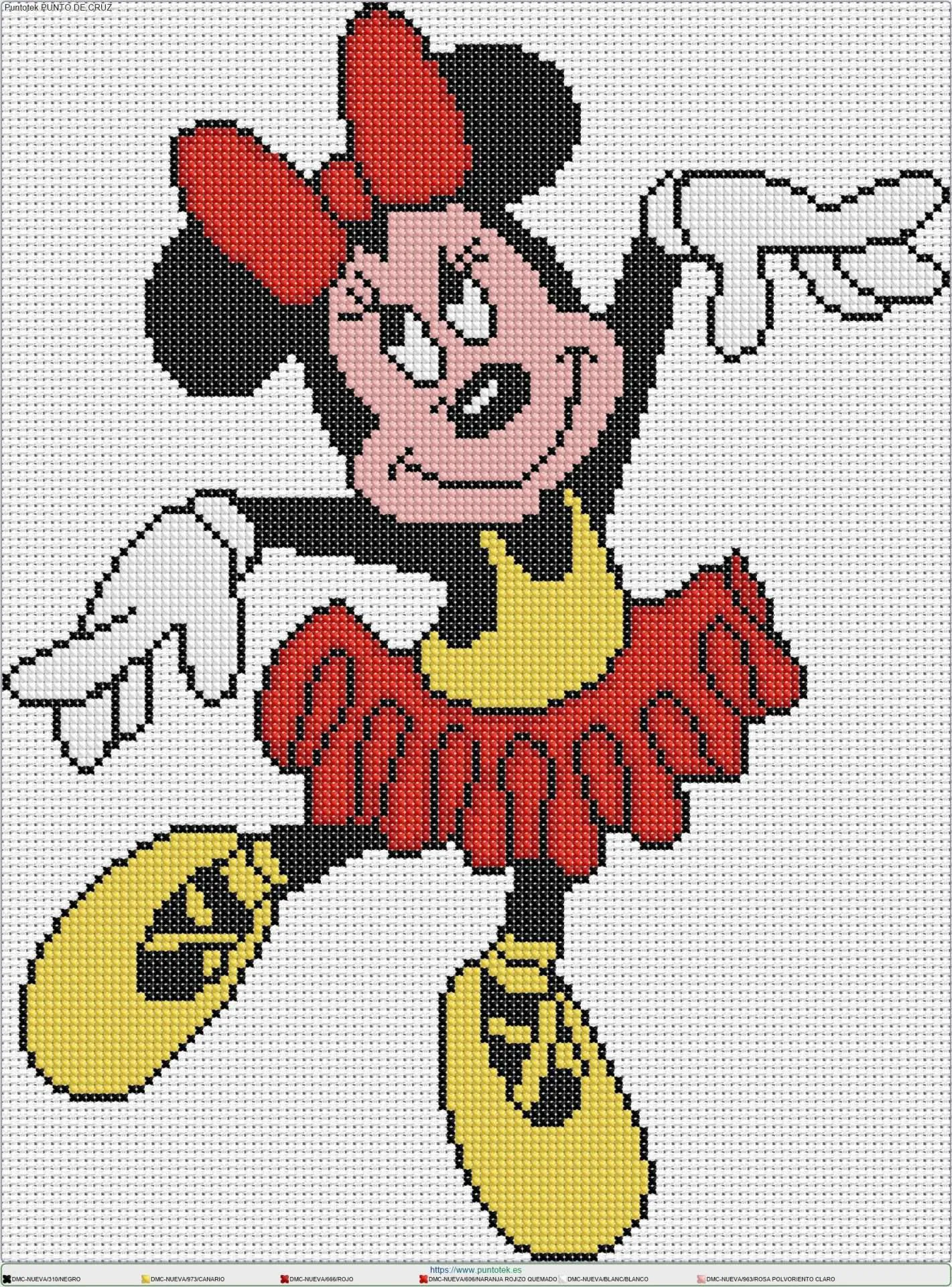 Plantilla Minnie mouse ballet - en punto de cruz