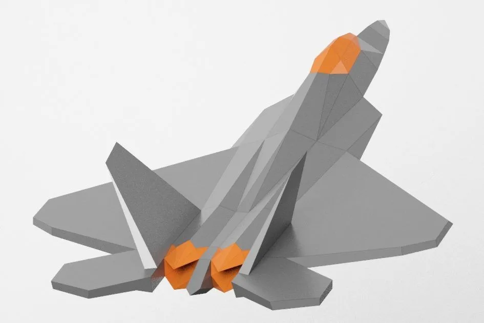 Plantilla PDF Low Poly de aviones de combate, F-22 Raptor - LACRAFTA