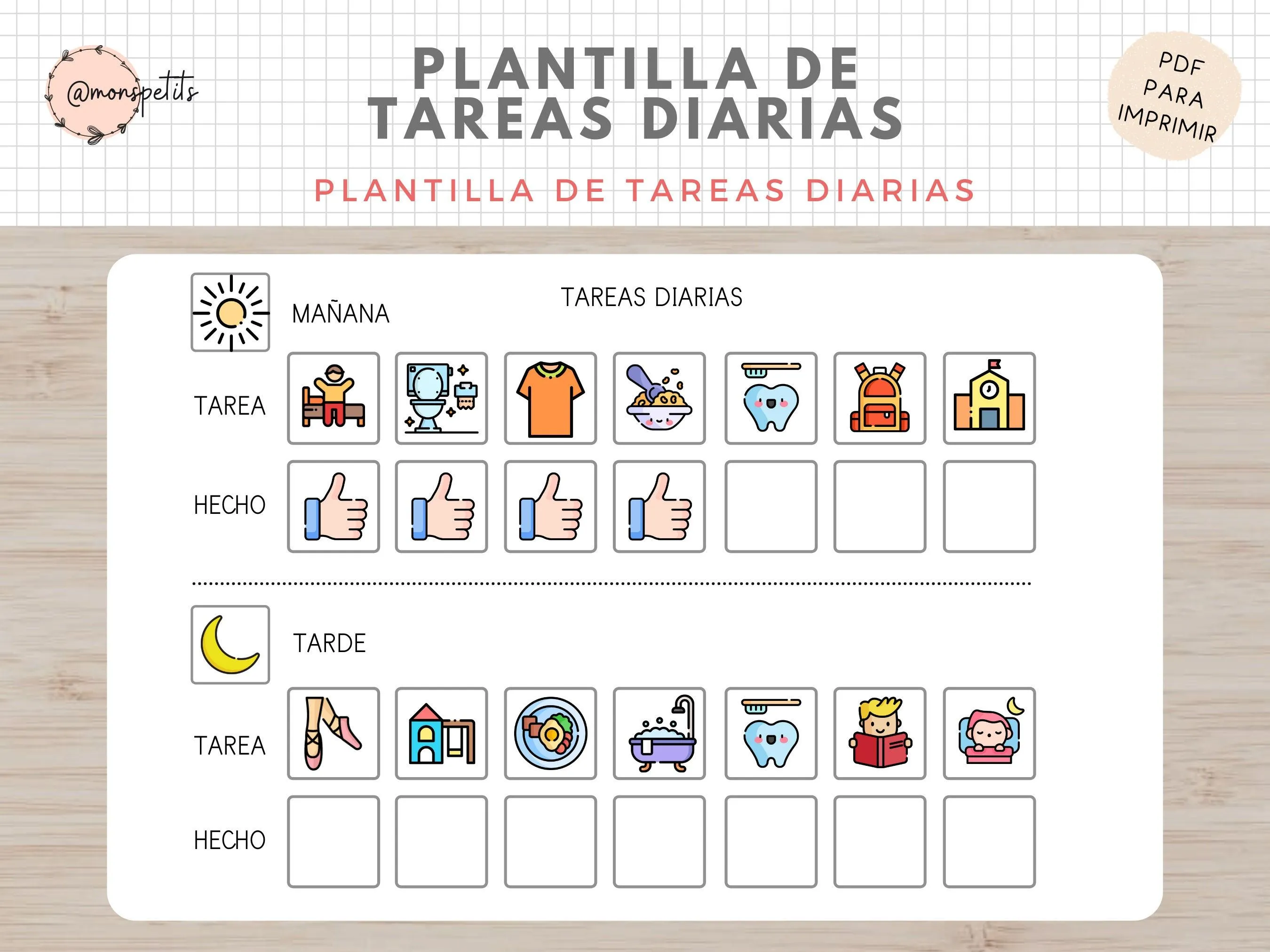 Plantilla de Tareas Diarias Español Hábitos y rutinas para - Etsy México