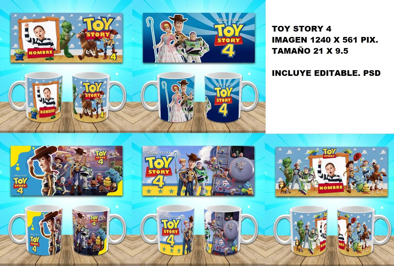 Plantilla para Taza Toy Story | Fluxi