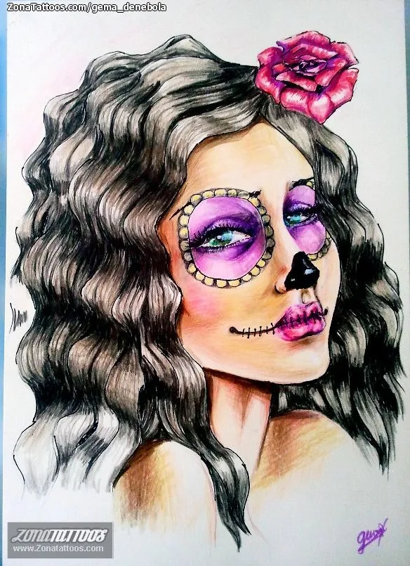 Plantilla/Diseño Tatuaje de gema_denebola - Catrinas