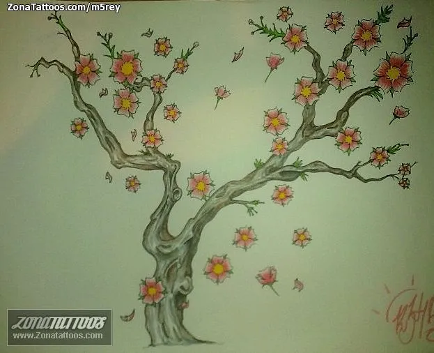 Plantilla/Diseño Tatuaje de m5rey - Árboles Cerezos
