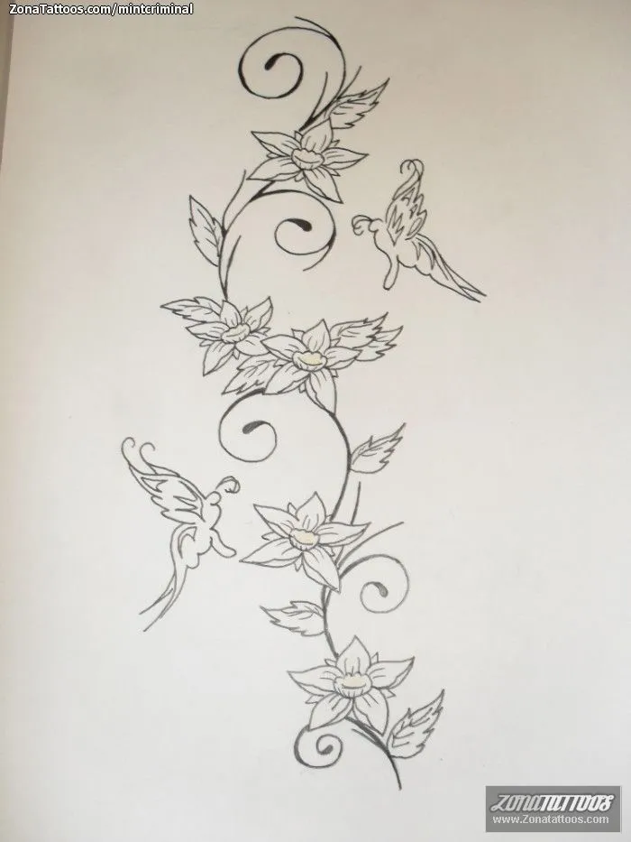 Plantilla/Diseño Tatuaje de mintcriminal - Flores Mariposas