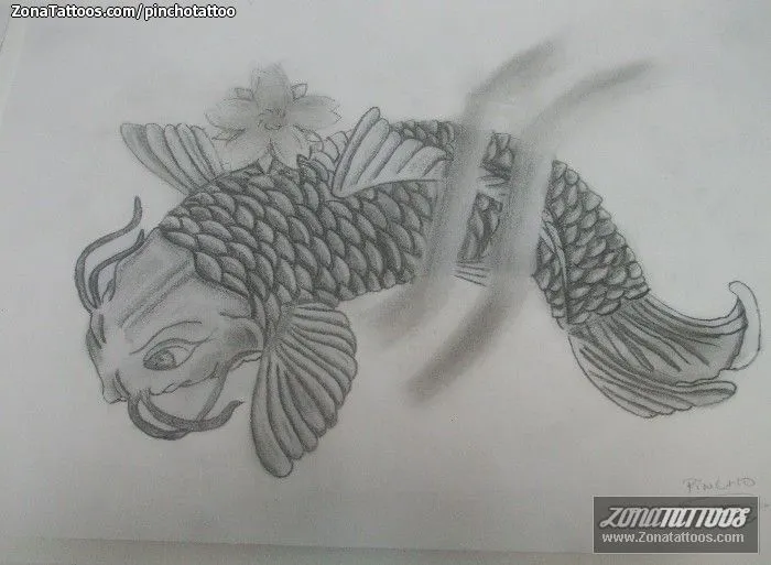 Plantilla/Diseño Tatuaje de pinchotattoo - Peces Koi Animales