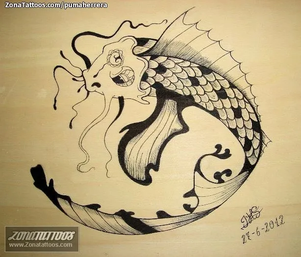 Plantilla/Diseño Tatuaje de pumaherrera - Peces Koi Animales