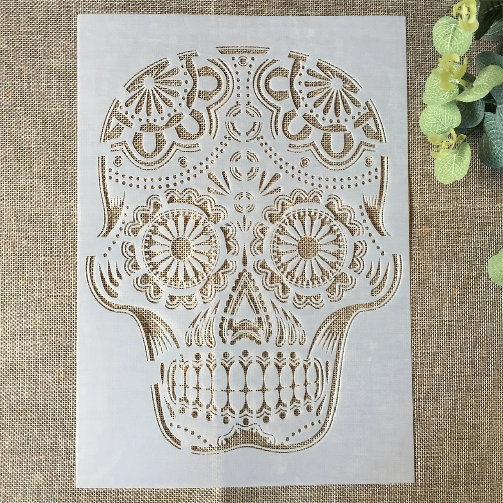 Plantillas de capas A4 para pintar, álbum de recortes para colorear, álbum de relieve, plantilla de tarjeta decorativa, Calavera, esqueleto, fantasma, 29cm, 4 unidades - AliExpress