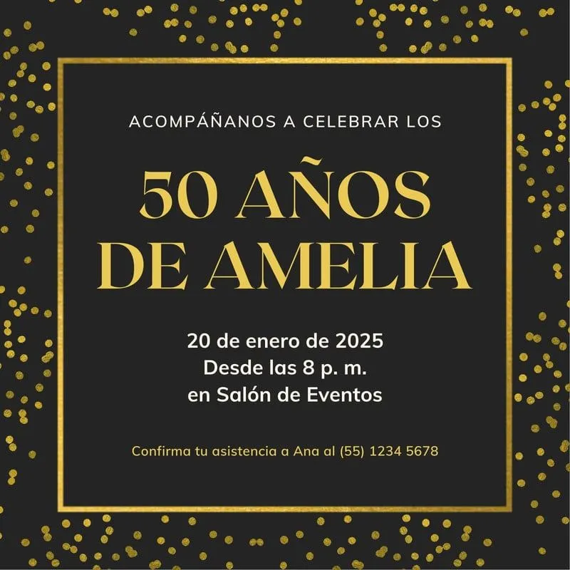 Plantillas para invitaciones de 50 años gratuitas | Canva