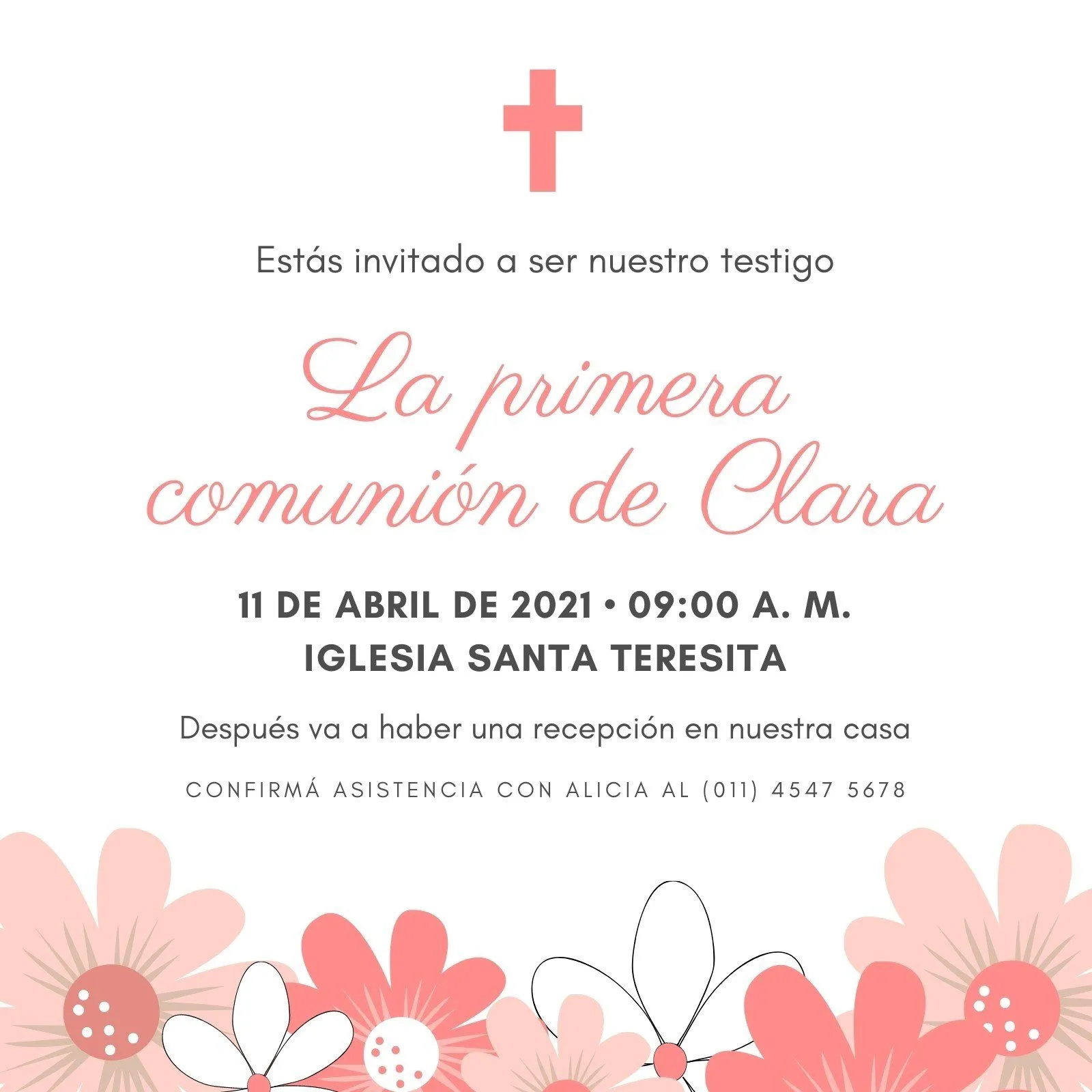 Plantillas de invitaciones de primera comunión gratuitas | Canva