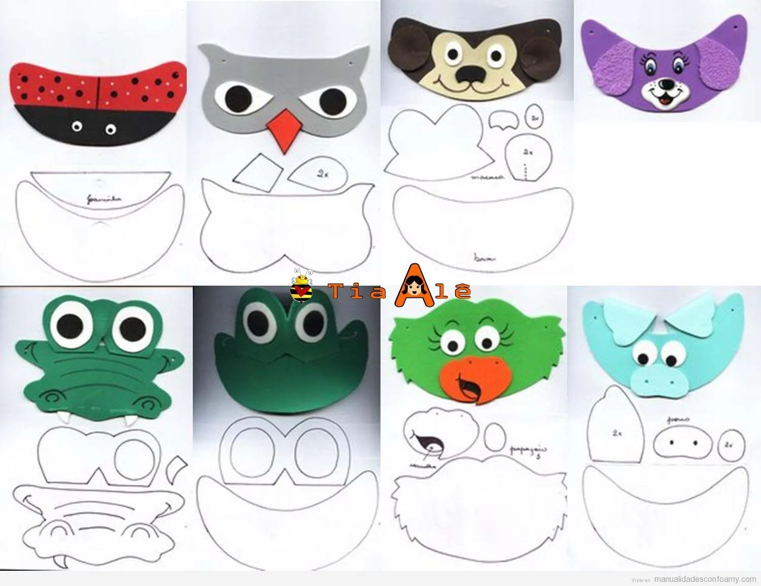 plantillas-molde-viseras-verano-niños-foamy-goma-eva-manualidades • Manualidades con Foamy